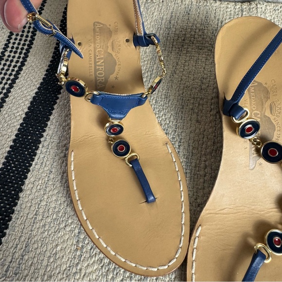 Amedeo Canfora Blue Leather Capri Sandals - Picture 4 of 6